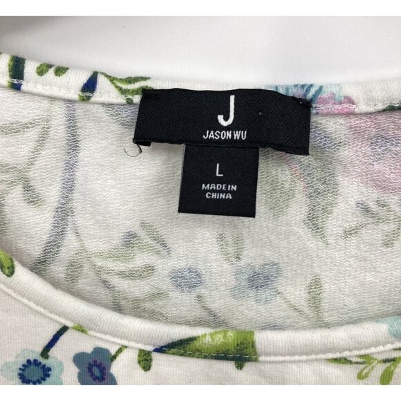J Jason Wu Floral T Shirt Dress Spring White Pink Flowers Shift Womens Large - Picture 2 of 4